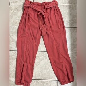 Tie waist paper bag pants